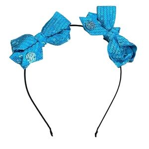 4/$25 JoJo Siwa Blue Sparkle Sequin Double Bow Headband